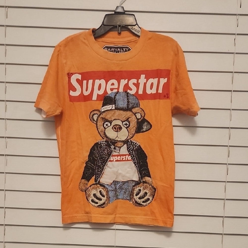(3 ITEMS FOR $25)Rawyalty Black Label Orange Superstar Bear Tee Size XS